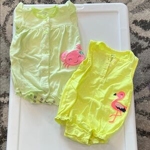 Carter's Romper’s with crab and flamingo